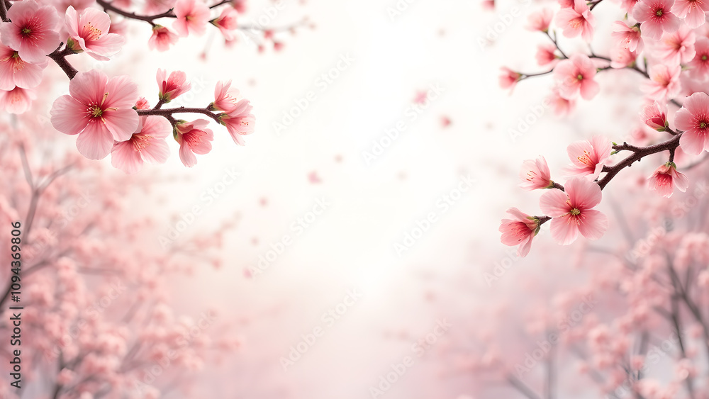 Pink Cherry Blossom Flowers in Spring. Concept of beauty, nature, and renewal. Pink Cherry Blossom Flowers in Spring. Concept of beauty, nature, and renewal.