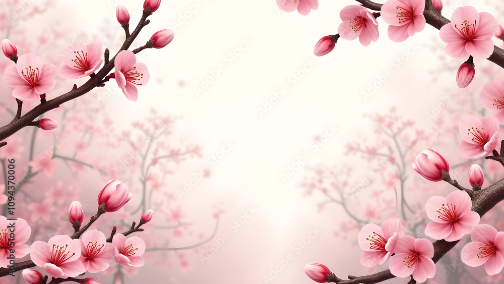 Pink Cherry Blossom Flowers Spring Background. Concept of beauty, nature, and serenity. Pink Cherry Blossom Flowers Spring Background. Concept of beauty, nature, and serenity.