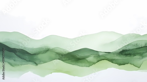 Traditional Chinese green watercolor abstract mountain illustration poster background