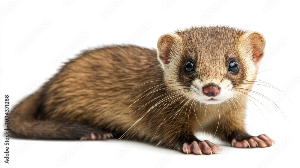 Adorable young ferret posing against a white background. Adorable young ferret posing against a white background.
