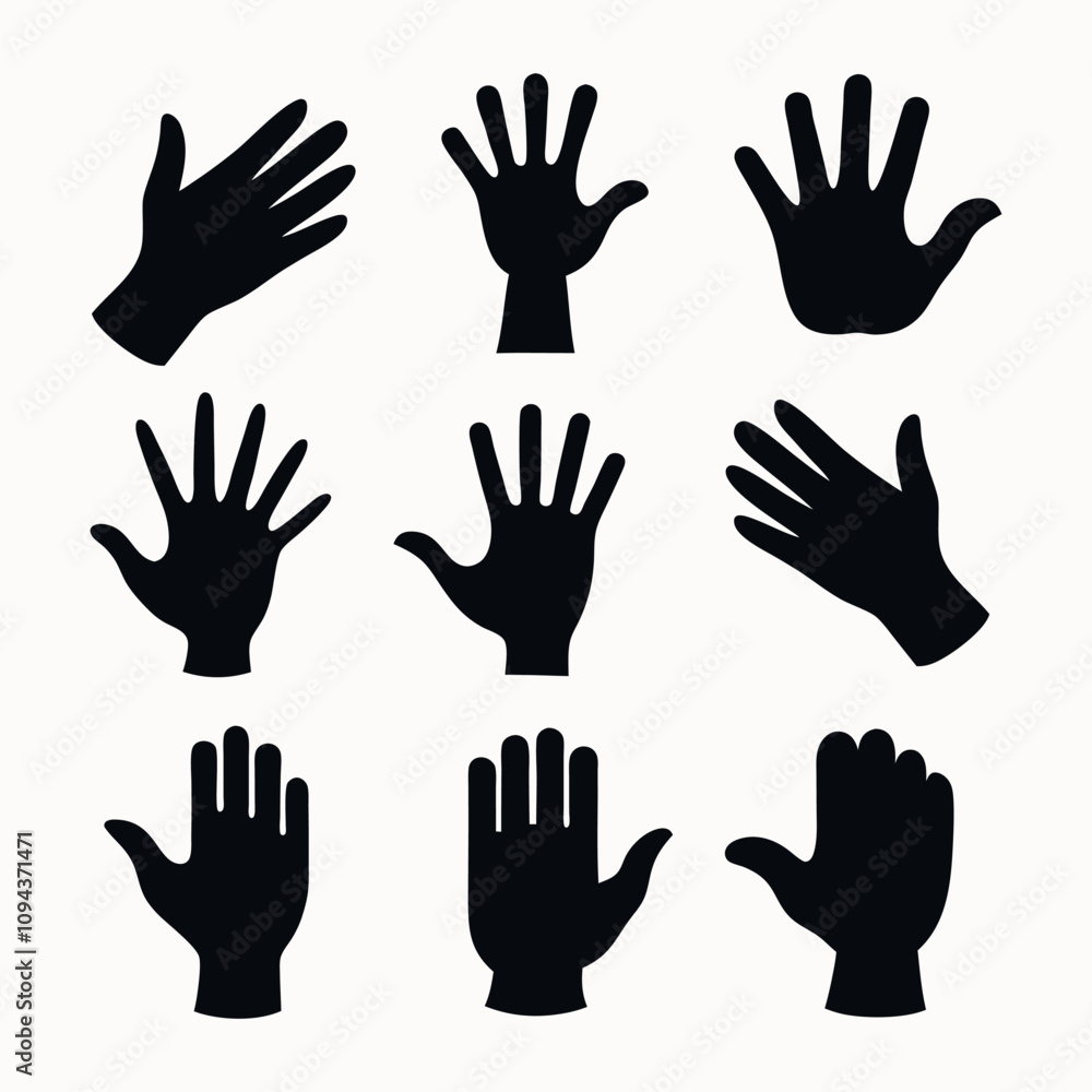 Hand Silhouette Vector Collection – Gesture and Pose Design Set Hand Silhouette Vector Collection – Gesture and Pose Design Set