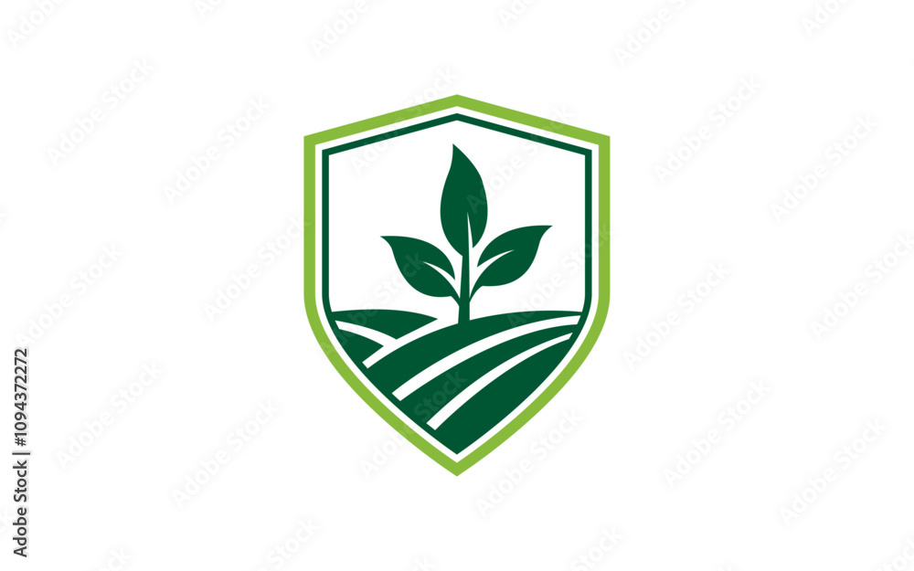 Emblem Nature logo design with agriculture field and plant concept Emblem Nature logo design with agriculture field and plant concept