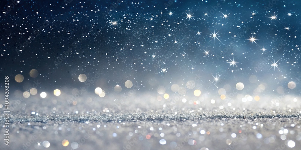 Obraz premium Cosmic Bokeh Pattern with White and Silver Glitter, mystical experience, white glitter, fantasy-inspired art, celestial sparkle, silver glitter