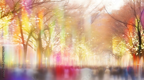 Magical Lights Illuminating Autumnal Tree Lined Pathway