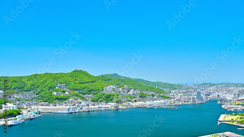 長崎市鍋冠山公園からの眺め　長崎市街と長崎港及び稲佐山