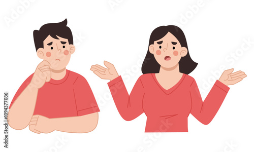 Vector illustration of couple discussing