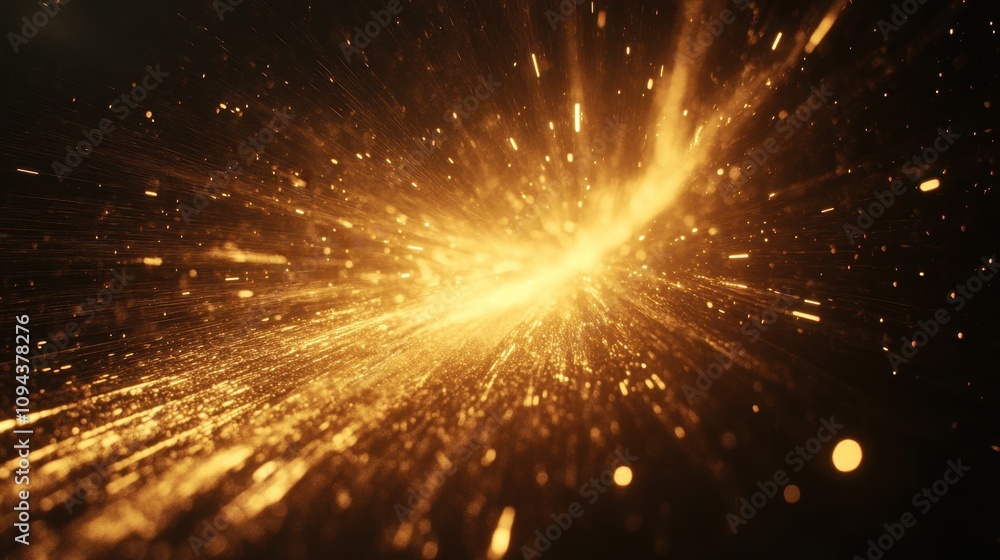 A dynamic burst of golden particles creating a sense of energy and movement. A dynamic burst of golden particles creating a sense of energy and movement.