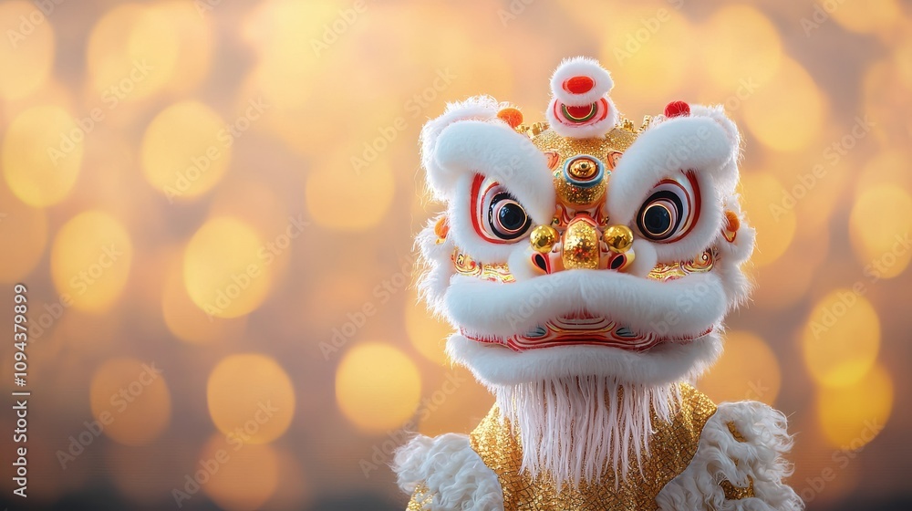 A vibrant lion dance puppet with intricate detailing, set against a blurred, glowing background, symbolizing celebration and culture. A vibrant lion dance puppet with intricate detailing, set against a blurred, glowing background, symbolizing celebration and culture.