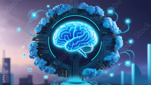 Wallpaper Mural illustration of artificial intelligence and internet systems Torontodigital.ca