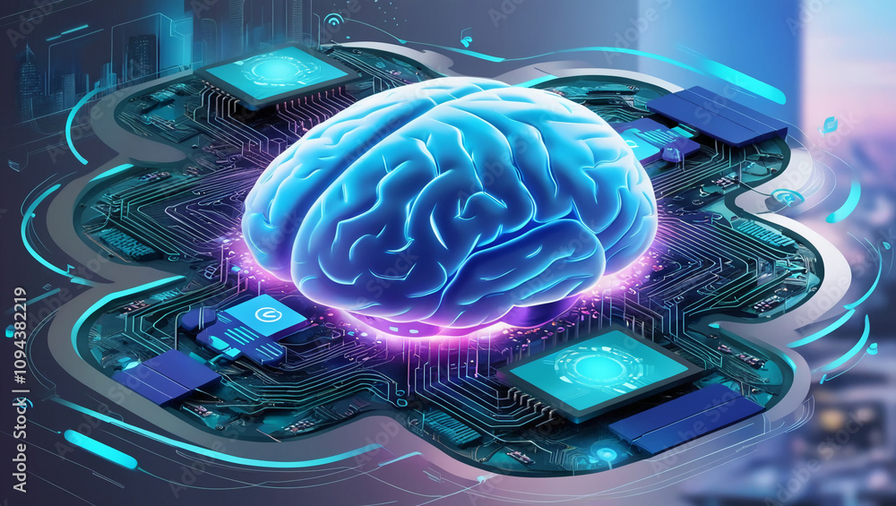 custom made wallpaper toronto digitalillustration of artificial intelligence and internet systems