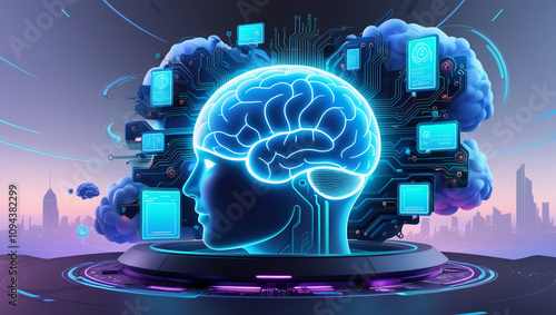 Wallpaper Mural illustration of artificial intelligence and internet systems Torontodigital.ca