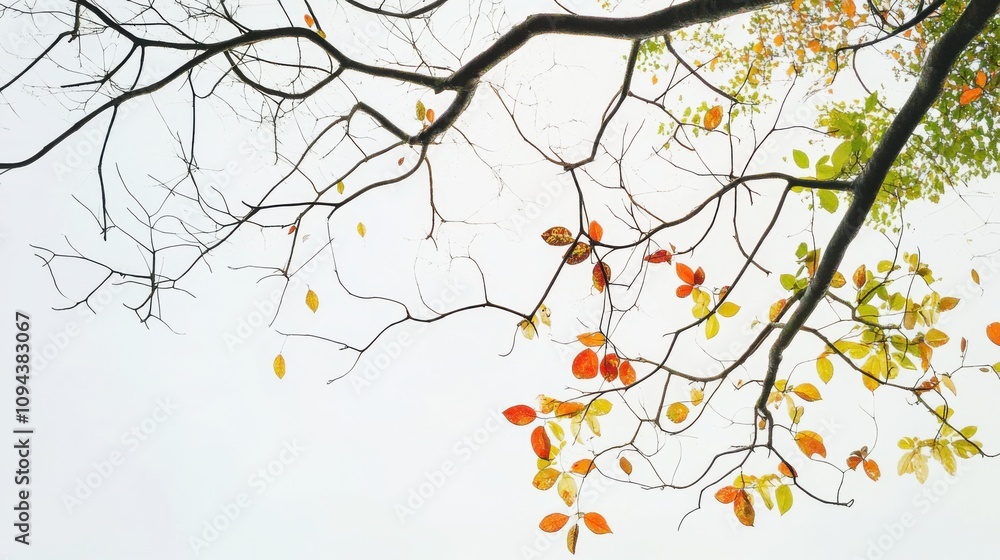 A tree with branches intertwining and different leaves, Illustrating the interconnectedness and diversity in nature, minimalist composition A tree with branches intertwining and different leaves, Illustrating the interconnectedness and diversity in nature, minimalist composition