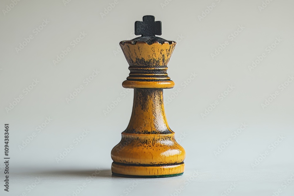 A Close-Up of an Aged Yellow Queen Chess Piece A Close-Up of an Aged Yellow Queen Chess Piece