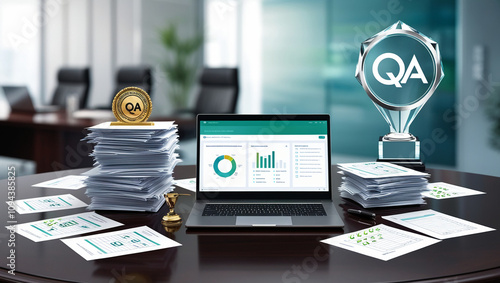 Wallpaper Mural modern illustration depicting the concept of standardization and certification. displays the words "Quality Assurance" and "Quality Control" Torontodigital.ca