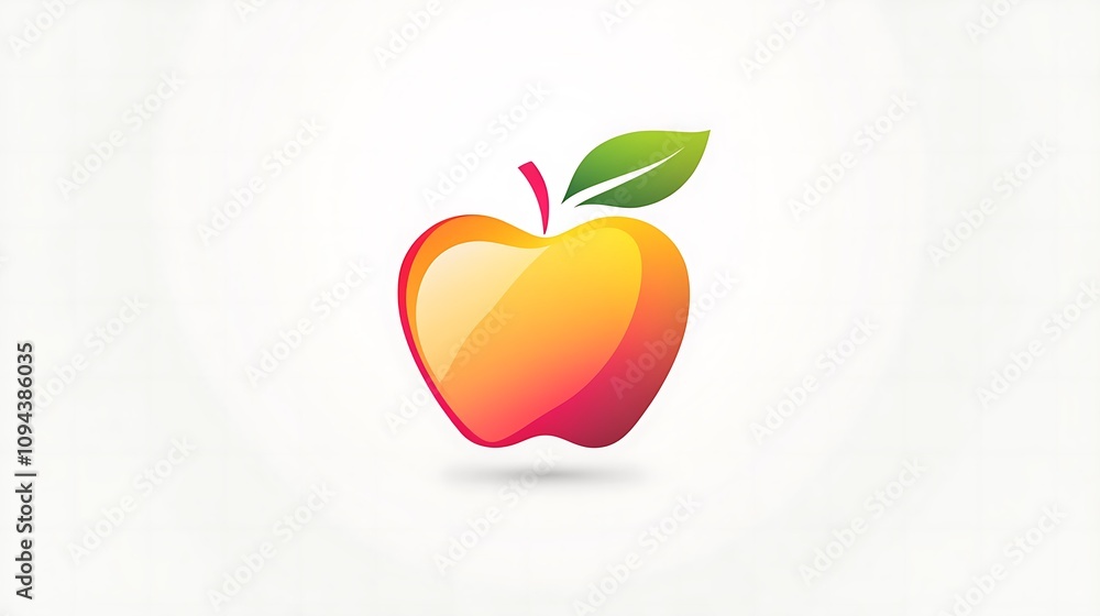 A sleek and vibrant apple icon with a fresh, modern design, created for a health food business logo, set on a crisp white background for a clean and professional look A sleek and vibrant apple icon with a fresh, modern design, created for a health food business logo, set on a crisp white background for a clean and professional look