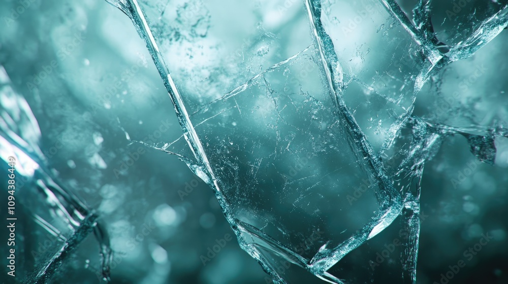 Close-up of shattered glass with a bluish tint, creating an abstract and intriguing texture. Close-up of shattered glass with a bluish tint, creating an abstract and intriguing texture.