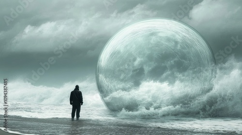 Surreal Storm Under Glass Dome Illustration