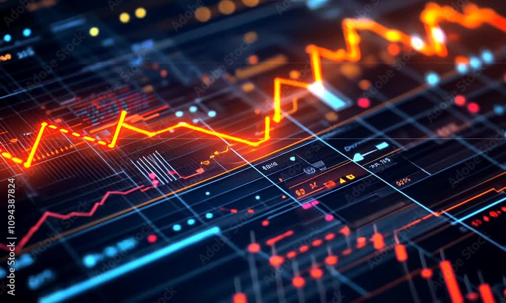 Abstract digital graph showing market trends. Abstract digital graph showing market trends.