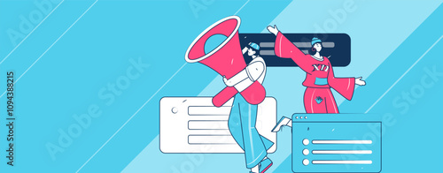 Notification announcement vector creative flat hand drawn illustration
