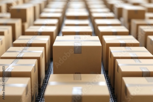 Streamlined Cardboard Box Logistics: A Conveyor Belt of Packages