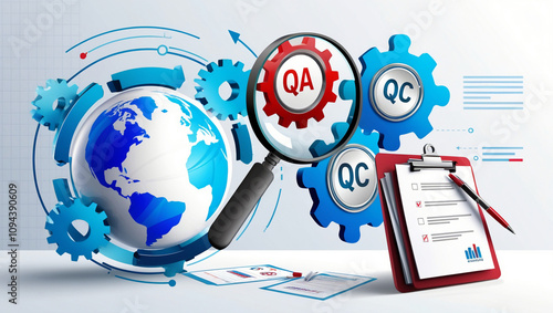 Wallpaper Mural modern illustration depicting the concept of standardization and certification. displays the words "Quality Assurance" and "Quality Control" Torontodigital.ca