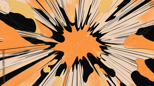 Energetic pop art explosion background in light orange tones, featuring angular lines and vibrant comic influences
 photo