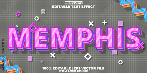 New Memphis editable text effect in modern trend style
