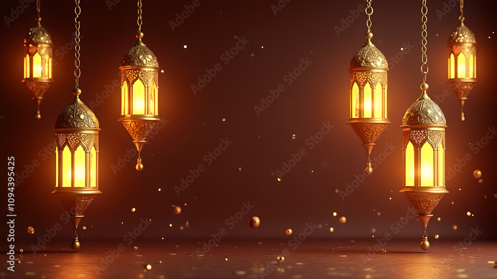 Fototapeta premium Ramadan Kareem Festive Lanterns. Concept of Islamic celebration, Eid Mubarak, and holy month.