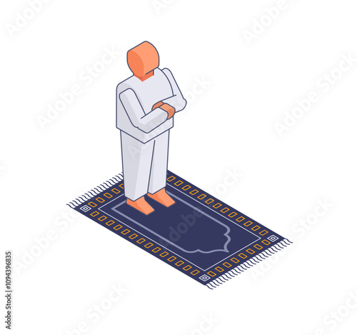 Islamic Isometric Icon Salah Islamic ritual prayer