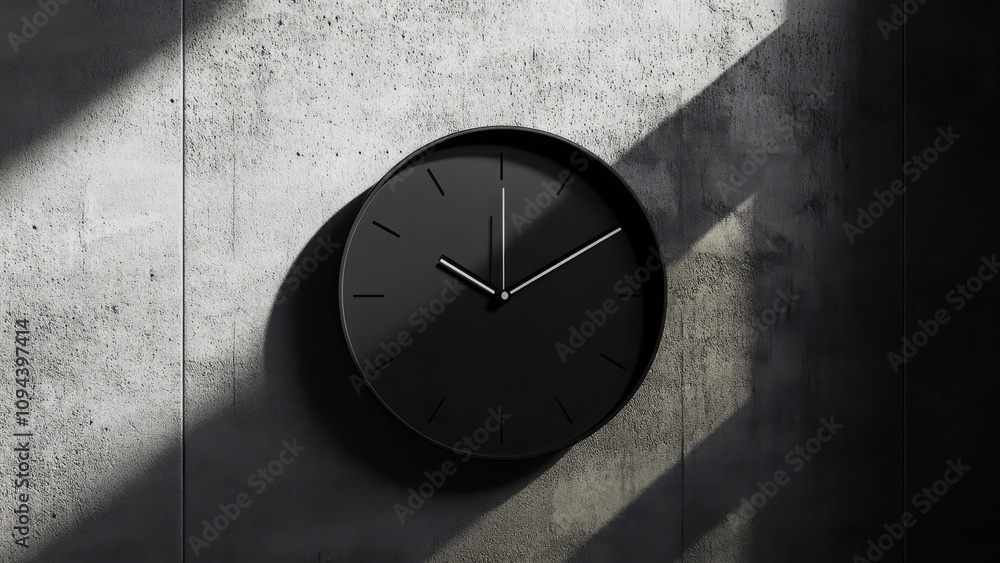 custom made wallpaper toronto digitalMinimalist black wall clock in sunlight with shadow