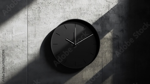 Wallpaper Mural Minimalist black wall clock in sunlight with shadow Torontodigital.ca