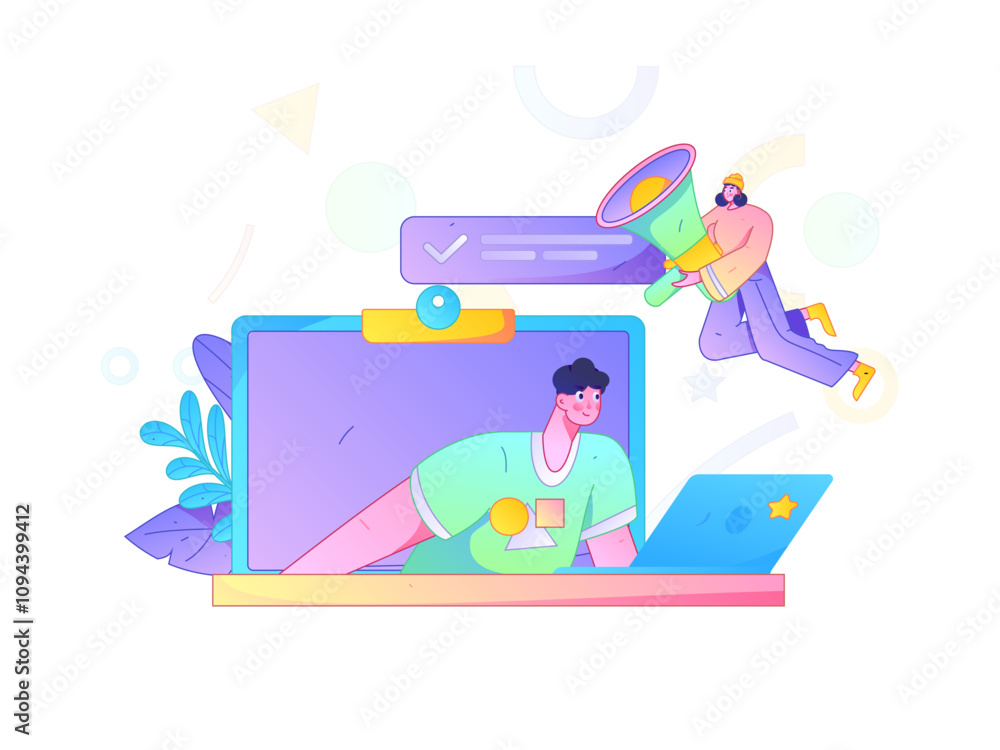 Notification announcement vector creative flat hand drawn illustration
Notification announcement vector creative flat hand drawn illustration