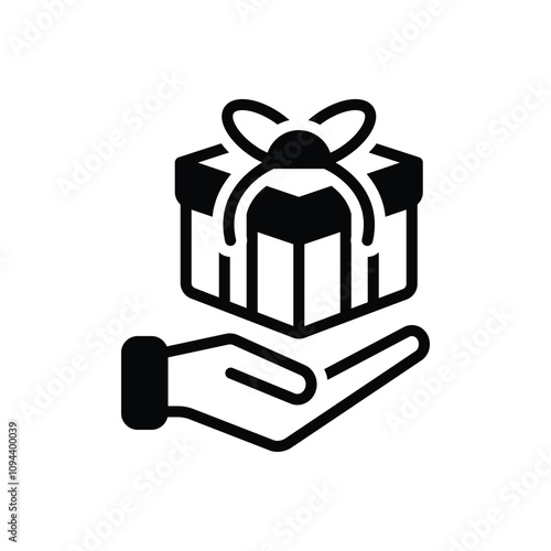 Black solid icon for gift