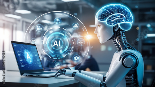 Wallpaper Mural illustration of artificial intelligence and internet systems Torontodigital.ca