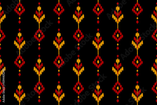 Ethnic Ikat seamless pattern in tribal. folk embroidery, American, mexican for fabric, carpet, textile, rug, clothing, batik, motif.