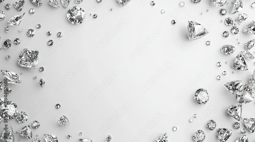 Fototapeta premium A stunning array of sparkling diamonds on a white background, creating an elegant and luxurious vibe.