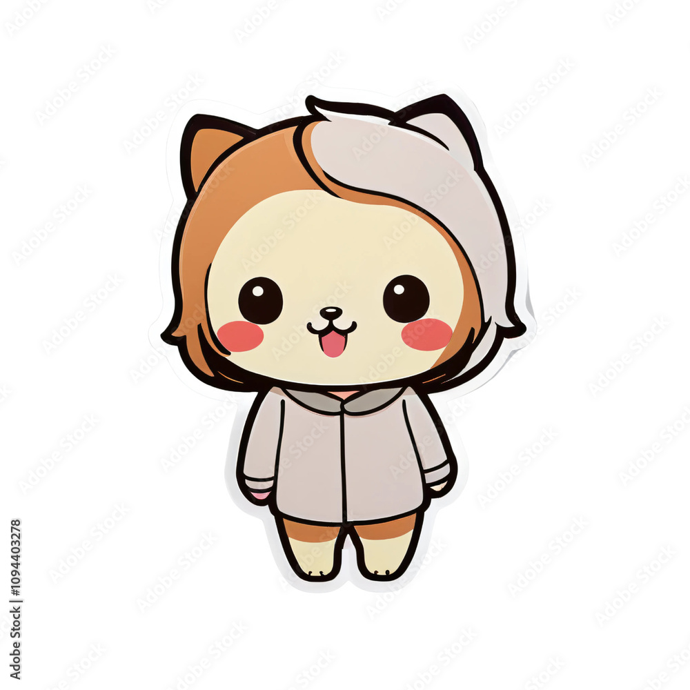 Charming cartoon animal character with cat ears, wearing a cozy hoodie. Adorable and playful design, perfect for stickers, illustrations, or kids' merchandise. Charming cartoon animal character with cat ears, wearing a cozy hoodie. Adorable and playful design, perfect for stickers, illustrations, or kids' merchandise.
