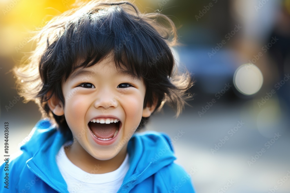 Joyful expression of a 6-year-old boy Joyful expression of a 6-year-old boy