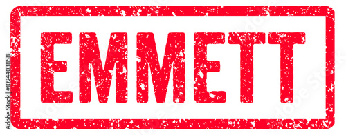 Emmett Stamp Transparent Seal, Red Grunge Emmett Word Typography Rubber Stamp Seal Text Effect photo