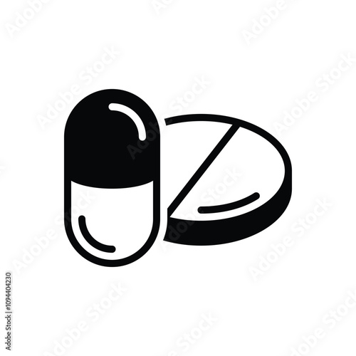 Black solid icon for drug