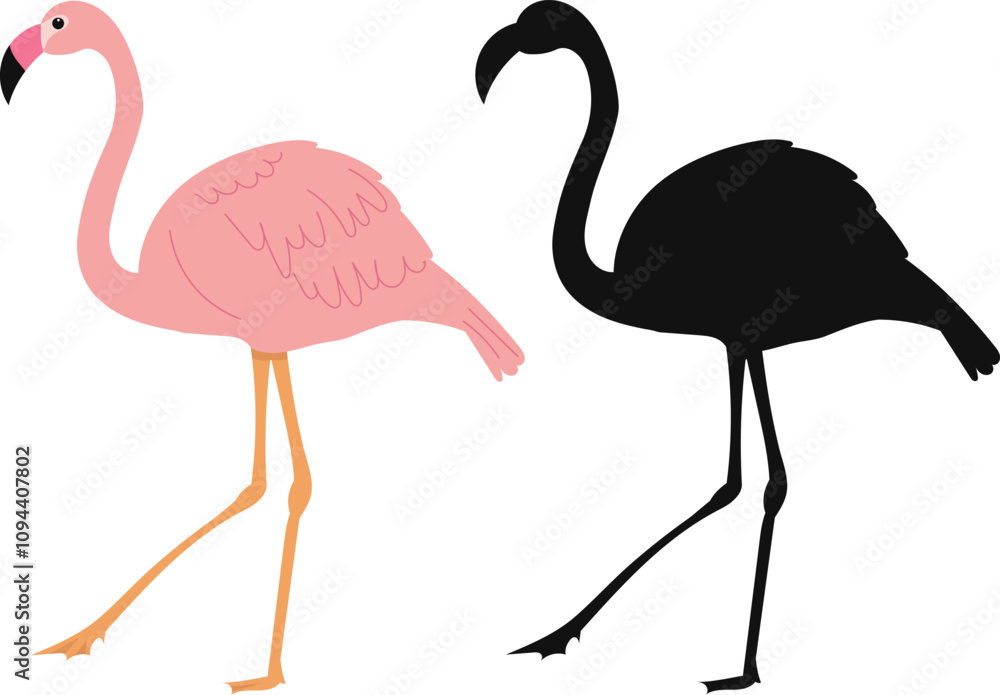 Naklejka premium flamingo in flat style, vector