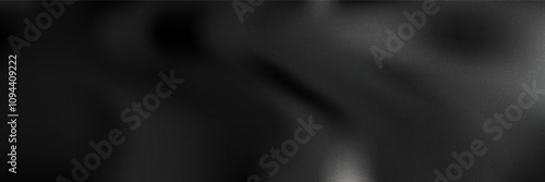 Black soft wavy gradient mesh bg with noise texture. Soft dark vector illustration. Blurred dark abstract background