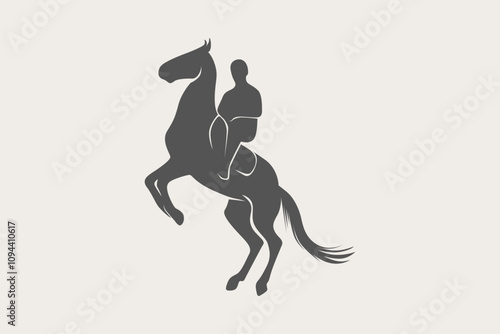 Horse rider race silhouette symbol or logo vector