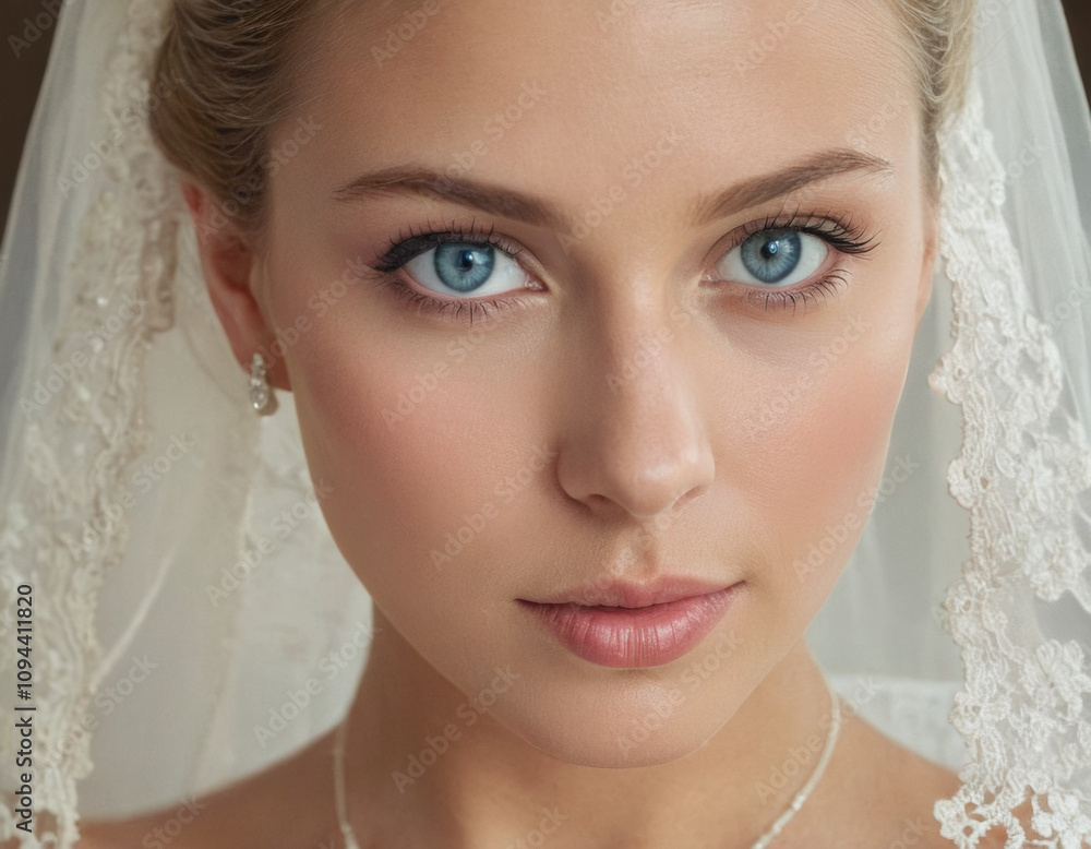 Close-up portrait of a beautiful bride with blue eyes and a lace veil. A delicate and elegant wedding image, perfect for bridal, beauty, romance, and special occasion themes. Close-up portrait of a beautiful bride with blue eyes and a lace veil. A delicate and elegant wedding image, perfect for bridal, beauty, romance, and special occasion themes.