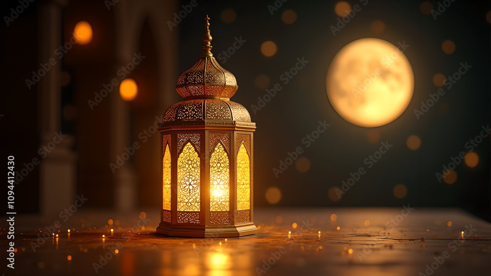 Ramadan Lantern with Moon Background. Concept of Islamic celebration and holy month. Ramadan Lantern with Moon Background. Concept of Islamic celebration and holy month.