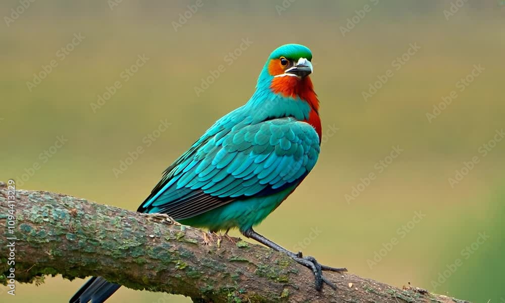Vibrant Tropical Bird Perched on a Branch, Showcasing Brilliant Blue and Green Feathers with a Hint of Orange and Natural Background for Nature Lovers and Wildlife Enthusiasts Vibrant Tropical Bird Perched on a Branch, Showcasing Brilliant Blue and Green Feathers with a Hint of Orange and Natural Background for Nature Lovers and Wildlife Enthusiasts