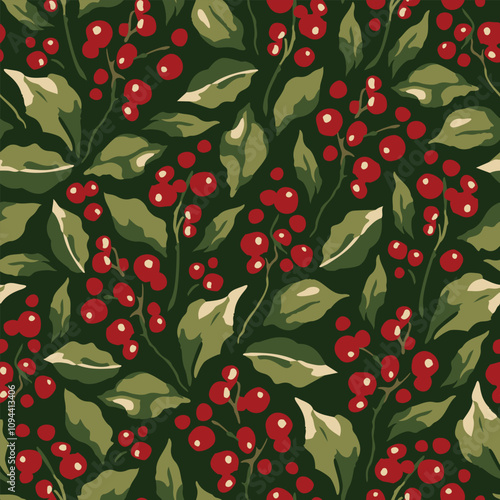 Series of christmas floral patterns in retro vintage classical style