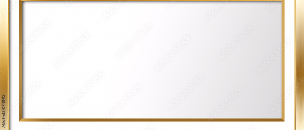 Fototapeta premium White frame with golden stripe, perfect for displaying photos, certificates, or artwork in elegant style