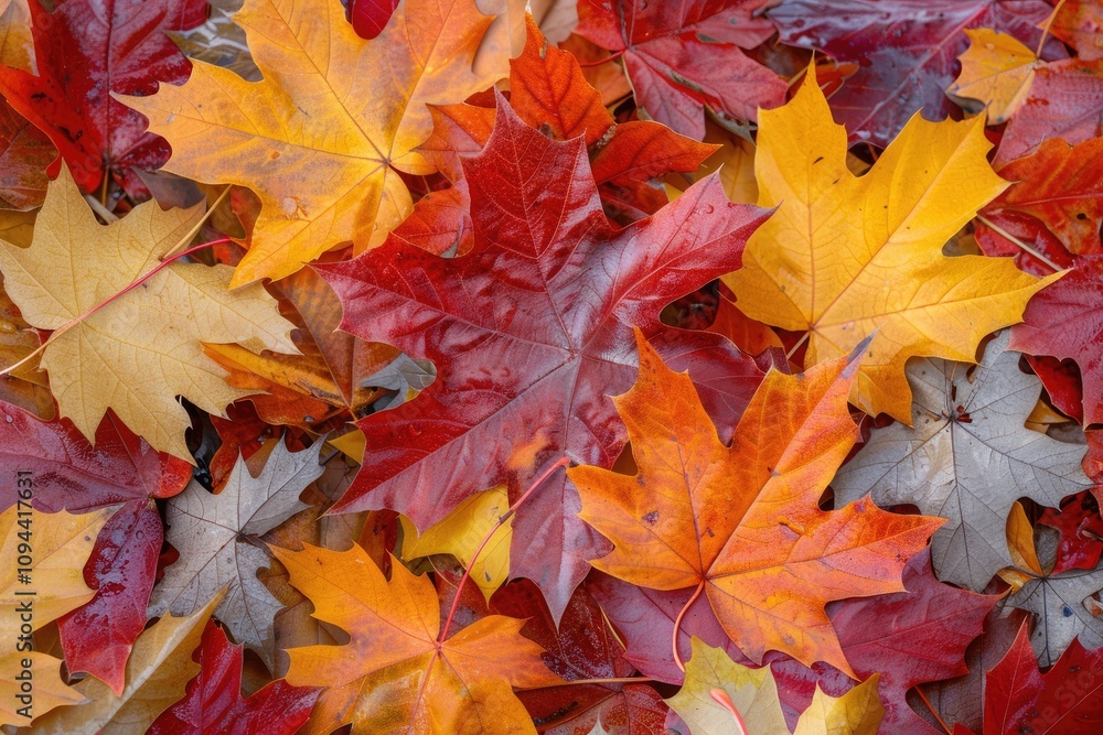 Vibrant autumn maple leaves on ground. Perfect for fall themes, nature blogs, or seasonal designs. Vibrant autumn maple leaves on ground. Perfect for fall themes, nature blogs, or seasonal designs.