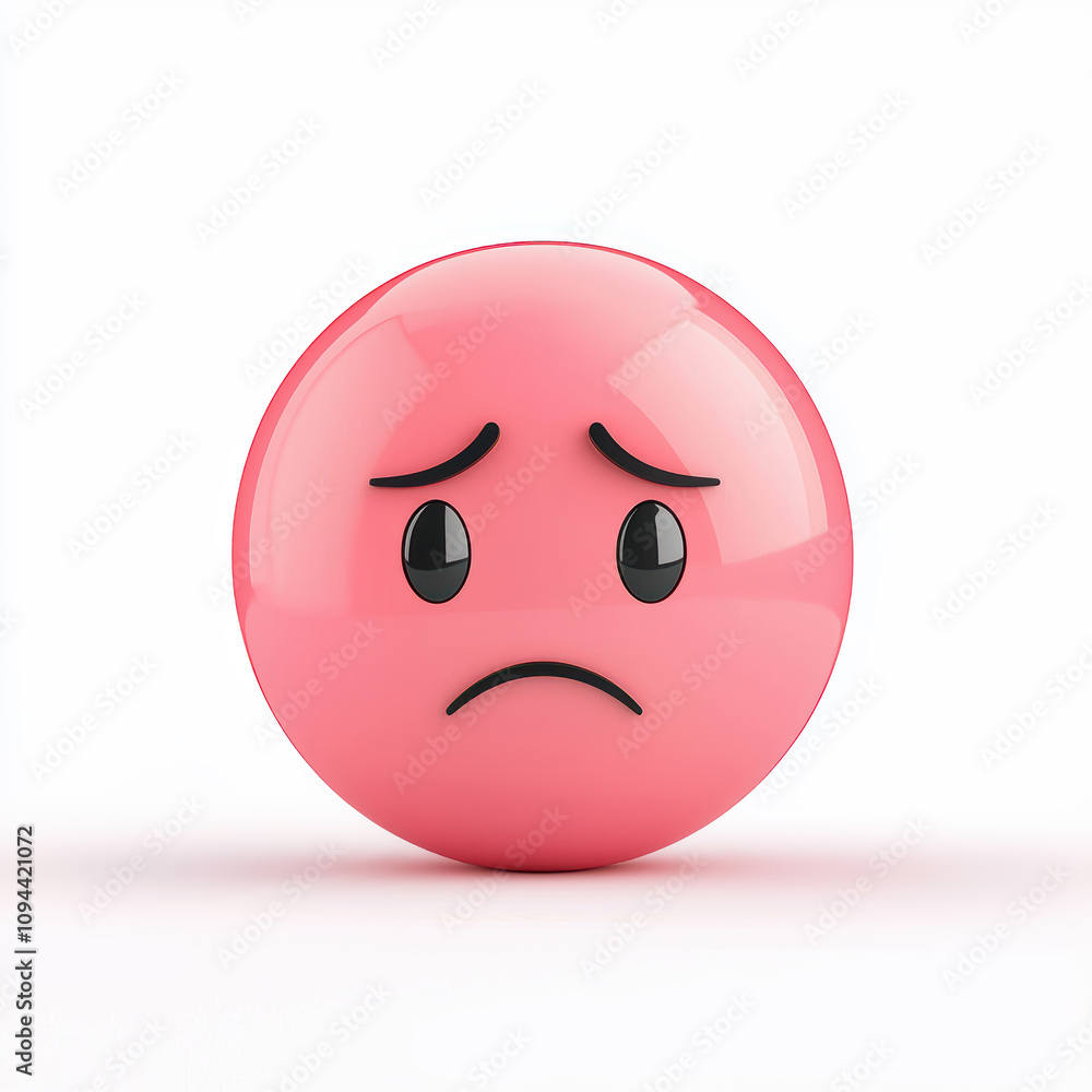 Concept of depression sadness diagnosis. A sad pink emoji with a frown, reflecting feelings of disappointment or sorrow, set against a simple white background. Concept of depression sadness diagnosis. A sad pink emoji with a frown, reflecting feelings of disappointment or sorrow, set against a simple white background.